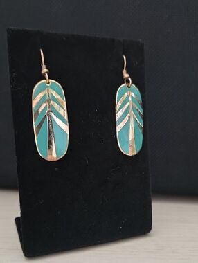 Laurel Burch Tahoe Arrow Tree Drop Earrings In Turquoise & Gold